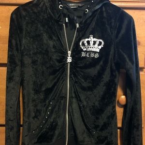Like New BCBG Small VELOUR BLACK TRACK SUITE
